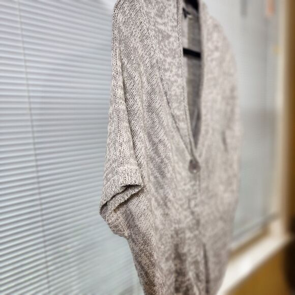 Conrad‎ C Large $60 Cotton Blend Cable Knit Gray Heather Bolero Shrug Sweater - Picture 2 of 9